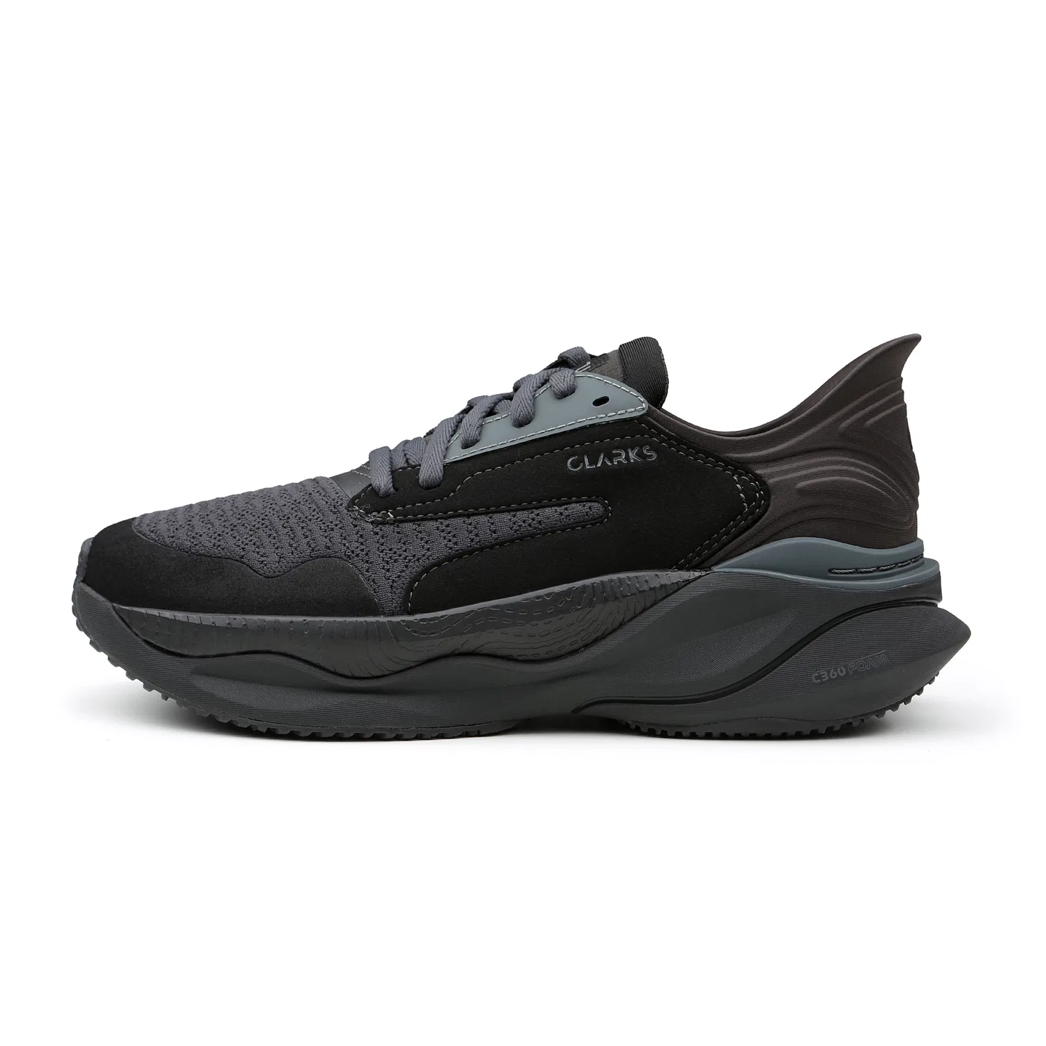 Мужские чёрные лёгкие вязаные кроссовки от Clarks — фото 2