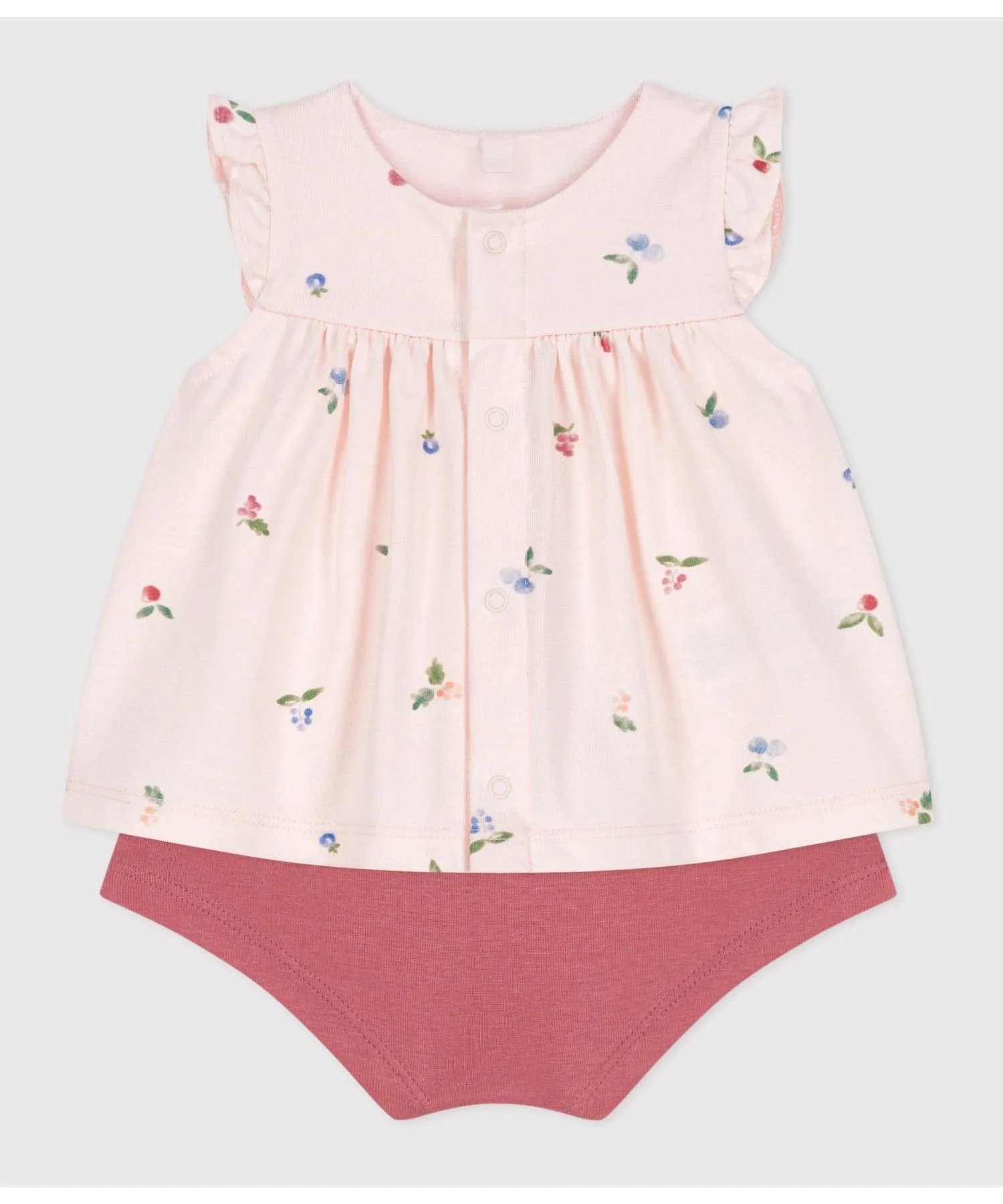 Детский комплект из хлопка Petit Bateau с цветочным принтом белый — фото 4