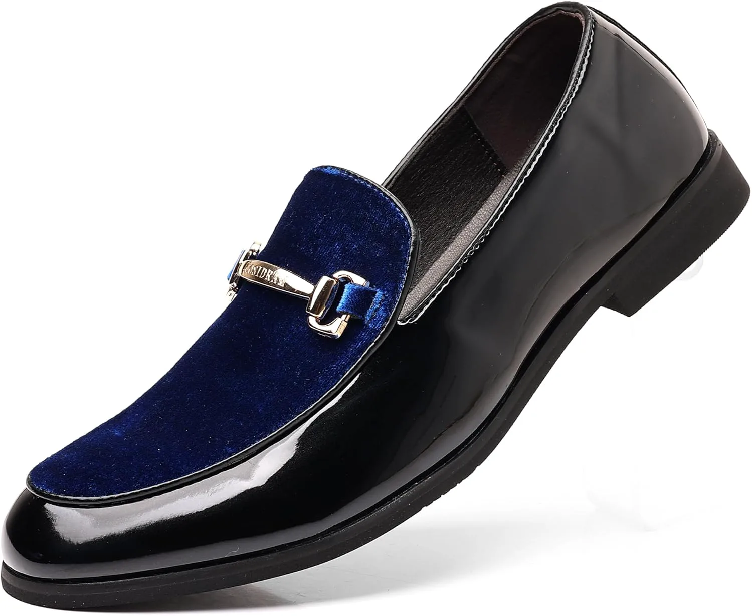 

Мужские повседневные туфли COSIDRAM, модные лоферы из бархата и лакированной кожи с классической золотой пряжкой, для бизнеса и вечеринок, синий