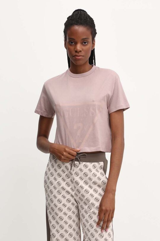 

Хлопковая футболка Guess, коричневый