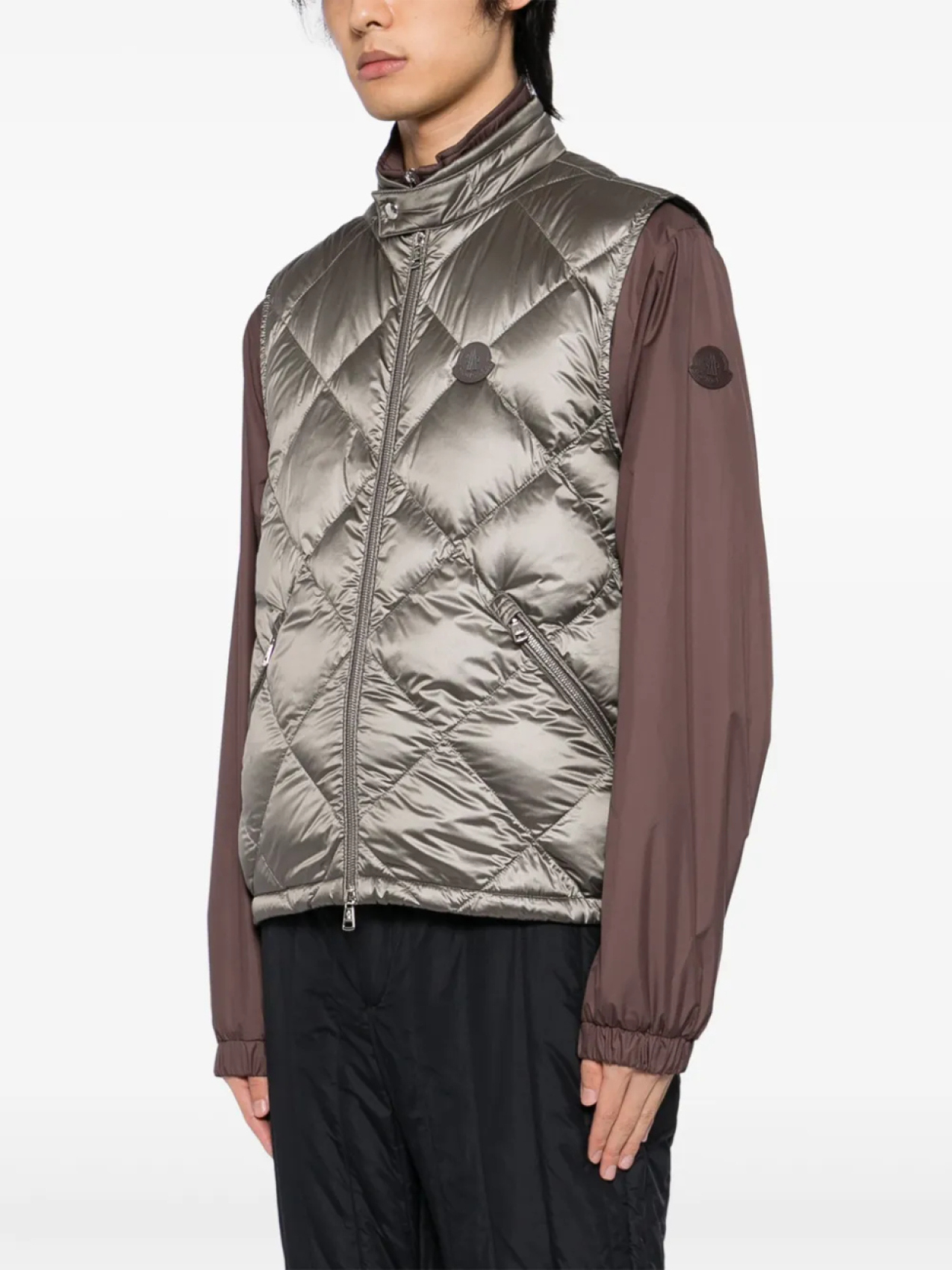 Жилет с бриллиантами Moncler, серый — фото 3