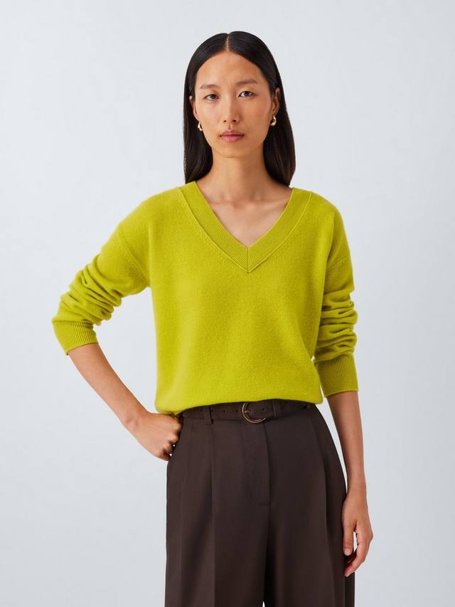 

Свободный джемпер из кашемира с v-образным вырезом John Lewis, Lime
