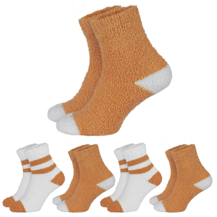 

BLACK SNAKE 4 пары уютных носков | пушистые домашние носки | женские | оранжевые/белые