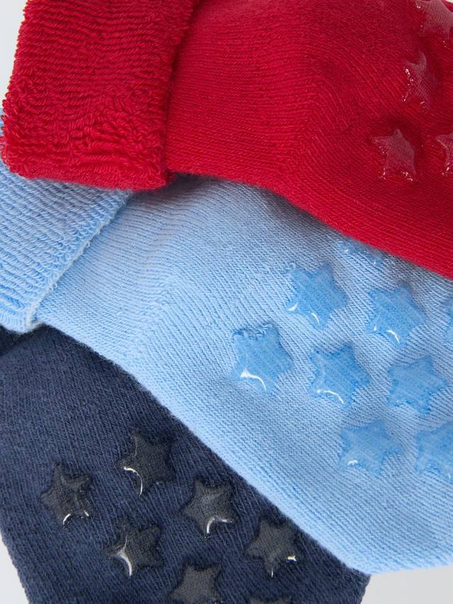 Детские носки Roll Top из органического хлопка John Lewis, Pack of 3, Blue/Red Mix — фото 2