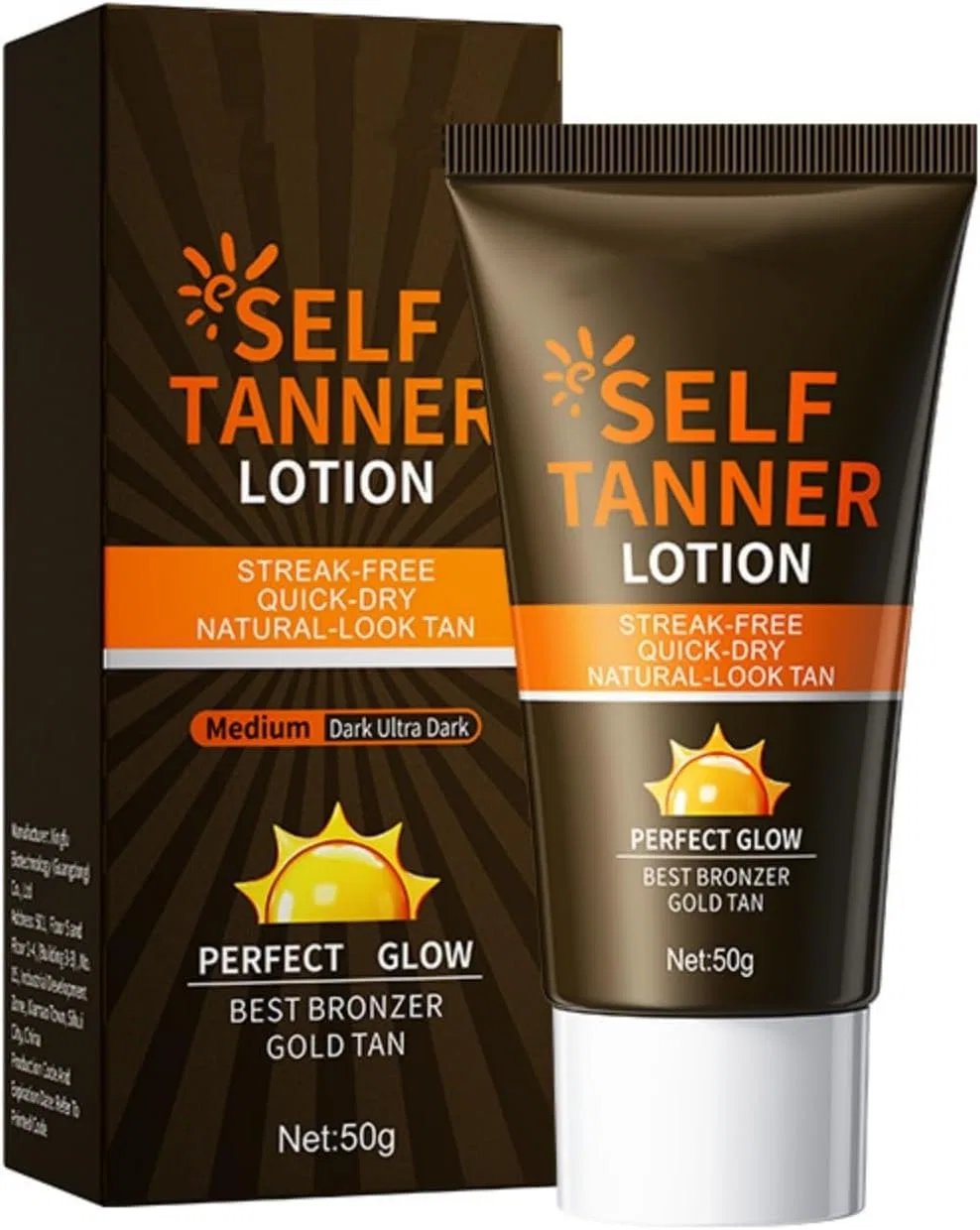 Лосьон для загара Medium to Dark Tanner Lotion Streak Natural Look Perfect Grow Bronzer Tanning, 50 мл Generic