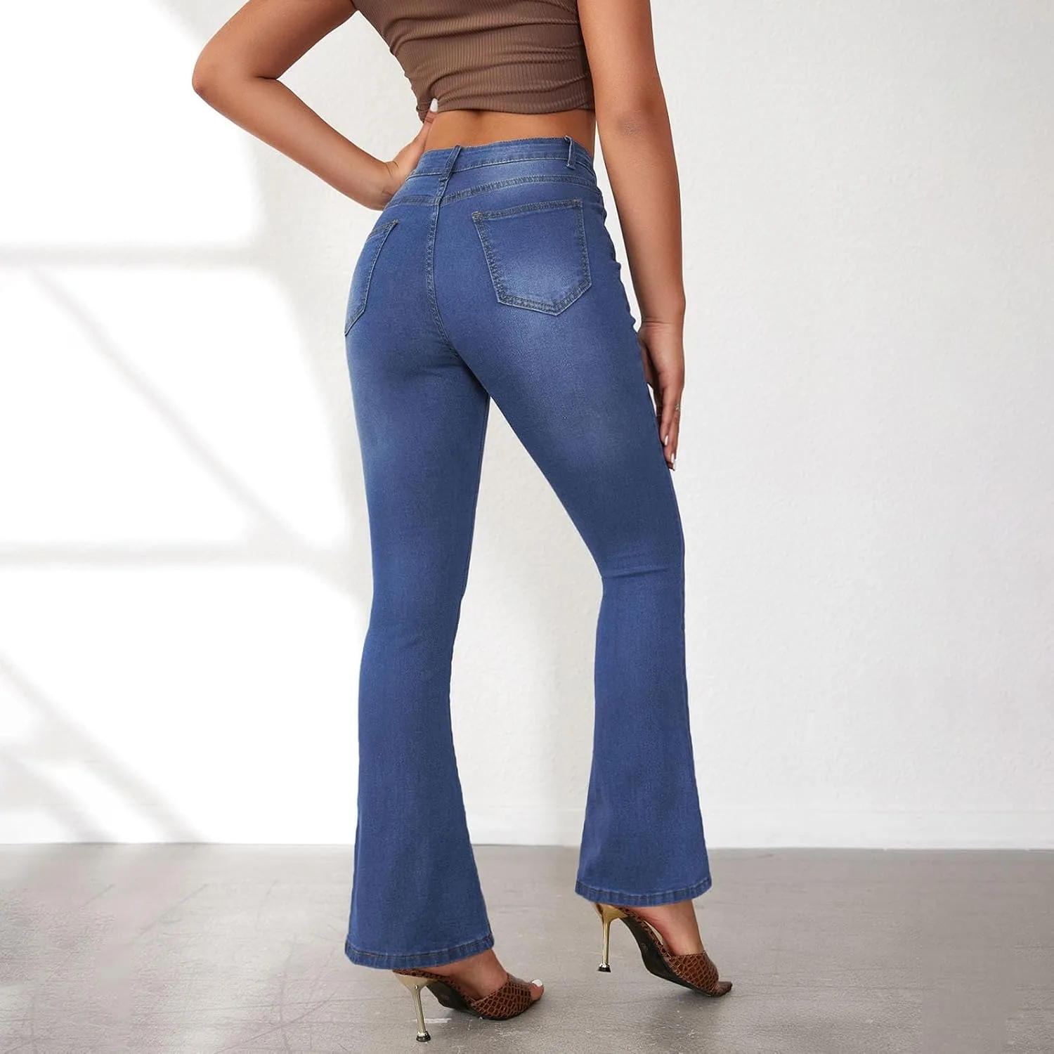 Женские джинсы Bell Bottom High Waisted Stretch Flare Denim Pant — фото 3
