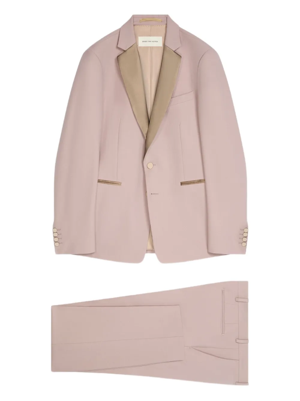 

Шерстяной костюм с атласными лацканами DRIES VAN NOTEN, розовый