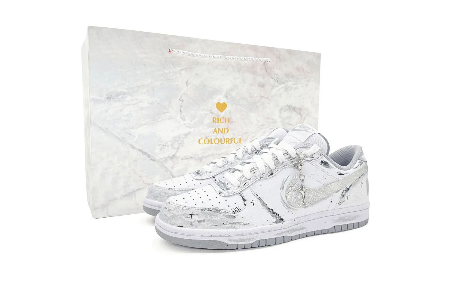 Nike Кроссовки для скейтбординга Big Abrasion Resistant мужские low top бело-серые