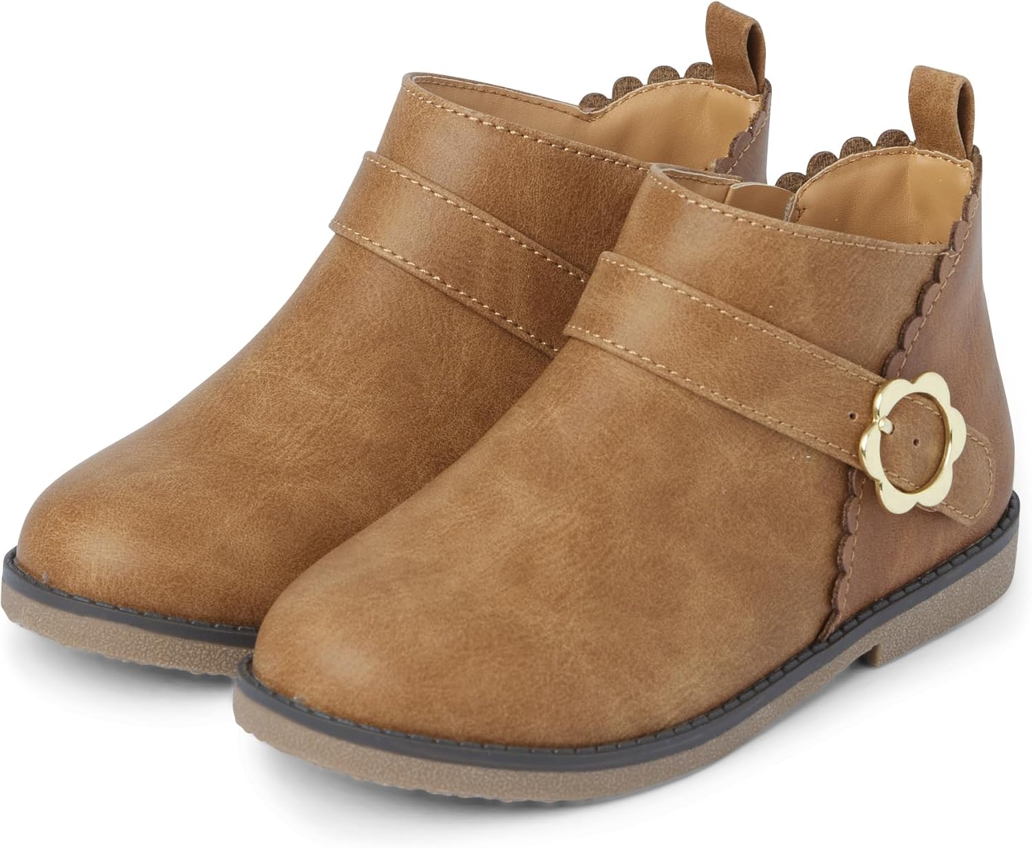 

Ботиночки из искусственной кожи для девочек и малышей Gymboree, ботильоны, Tan Scallop