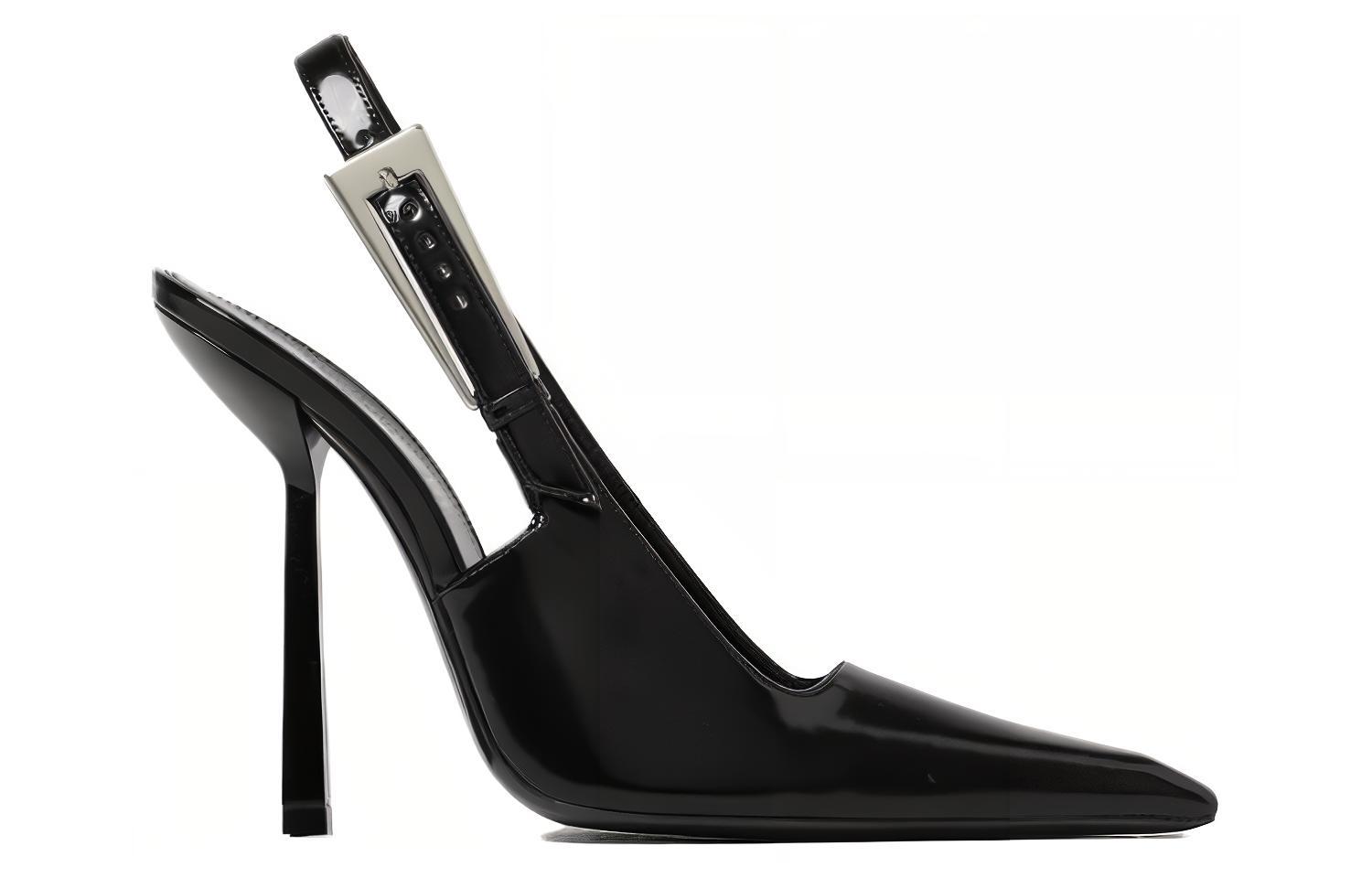 Строгие лодочки на шпильке 11,5 см женские черные SAINT LAURENT — фото 3