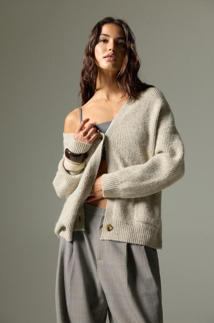 

Кардиган изнаночной вязки Pull And Bear, коричневый