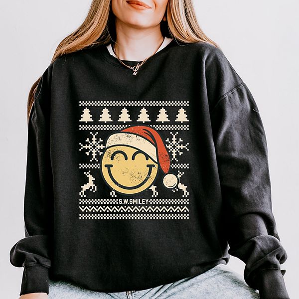 

SWSmiley ugly christmas свитер distressed - женский легкий garment dyed свитшот Simply Sage Market, Black