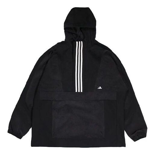 

Куртка adidas Half-zipped Hooded Windproof Sports Woven Jacket Men's Black, черный