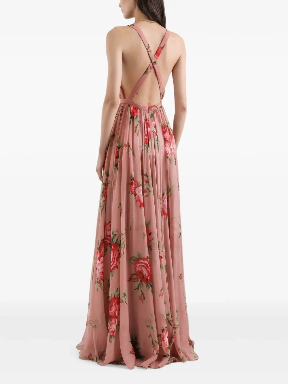 Платье с цветочным принтом DOLCE & GABBANA, розовый — фото 3