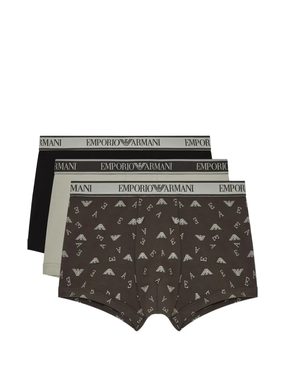 Трусы с фирменным логотипом на поясе (набор из трех) EMPORIO ARMANI, коричневый