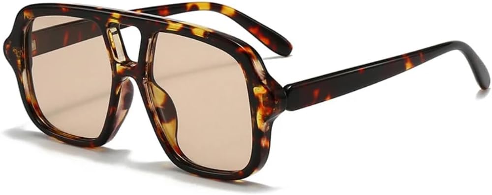 

Солнцезащитные очки с защитой UV400 | Двойные перемычки, панк-желтый | для женщин и мужчин, для занятий спортом на открытом воздухе и вождения DSVIGF, Leopard Light Tea