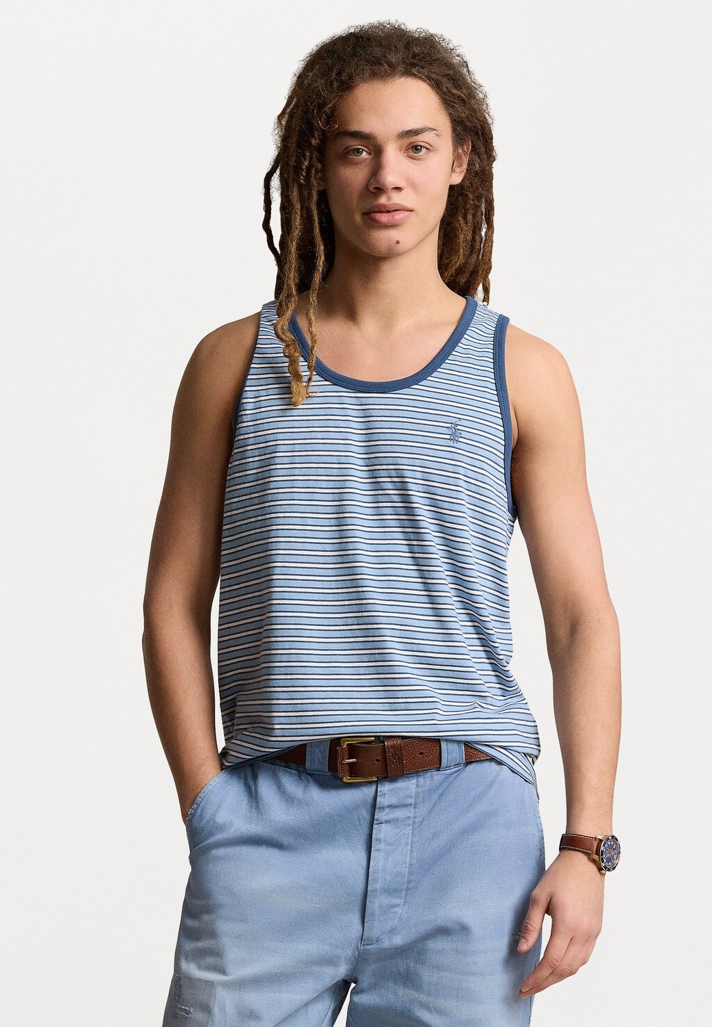 

Топ STRIPED JERSEY TANK Ralph Lauren, синий