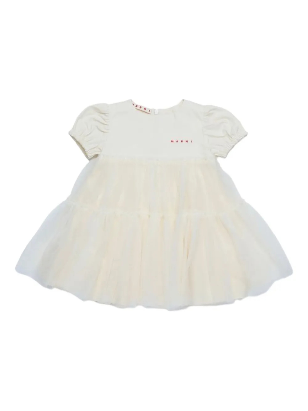 

Платье из тюля с рукавами-фонариками Marni Kids, нейтральный
