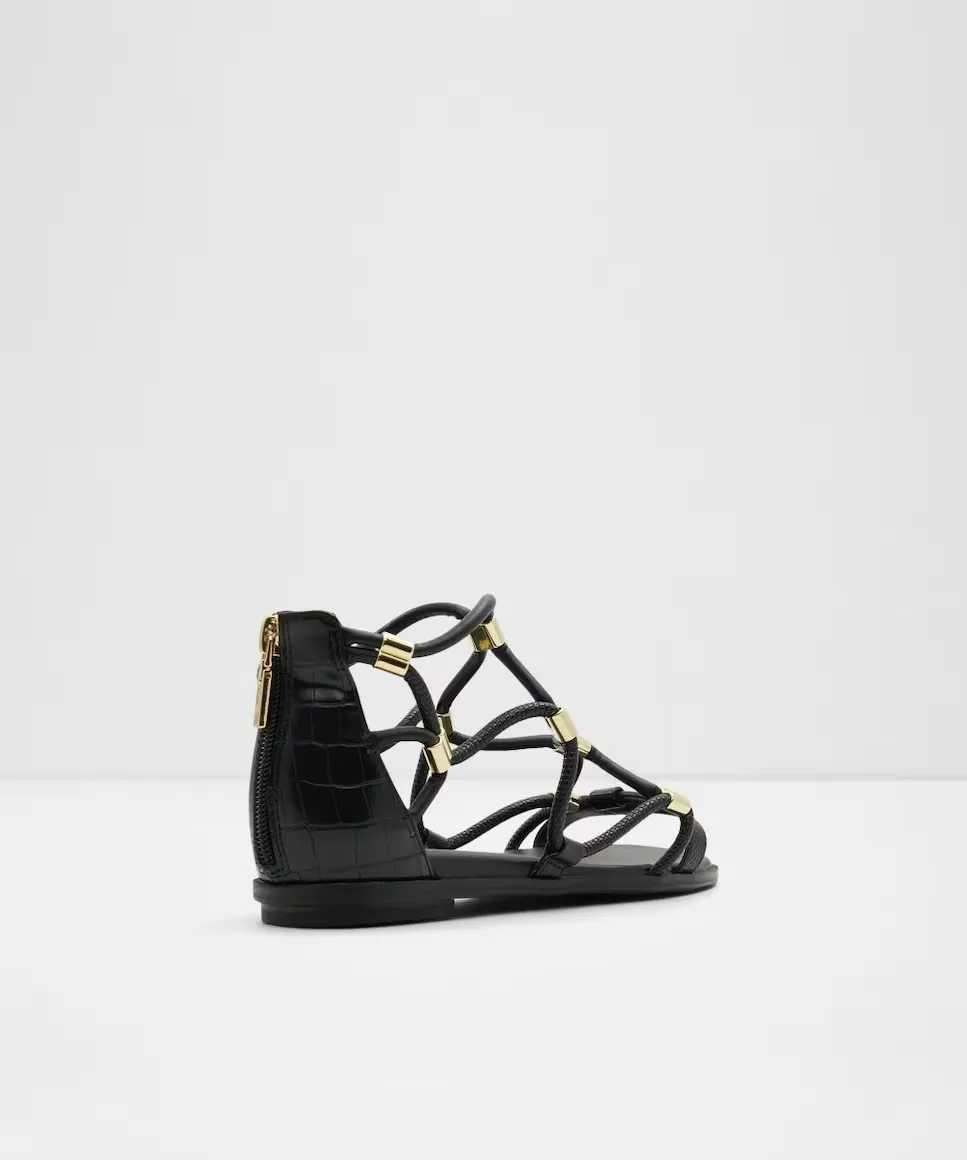 Женские сандалии на плоской подошве с квадратным носком Aldo, черный — фото 2