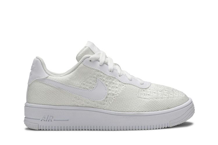 Кроссовки Nike Air Force 1 Flyknit 2.0 GS 'Triple White', белый — фото 2