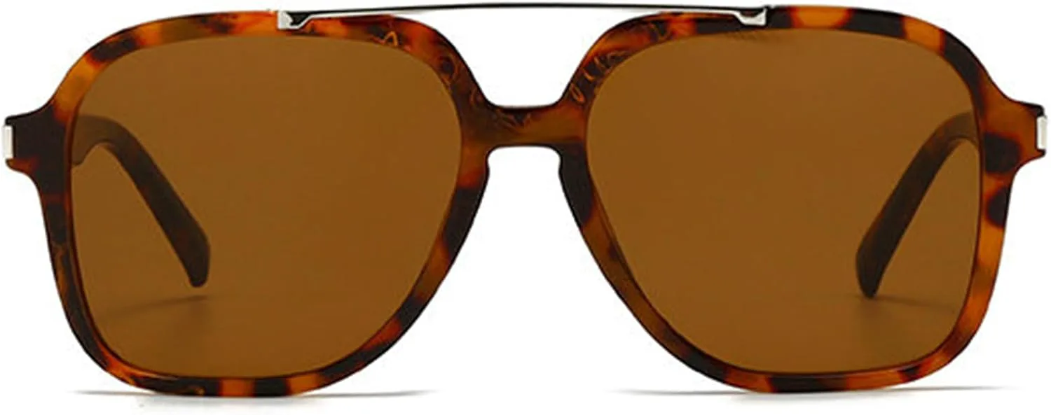 

Willochra Модные солнцезащитные очки-пилот большого размера для женщин и мужчин, ретро-очки в крупной оправе с двойной перемычкой, винтажные солнцезащитные очки, C7