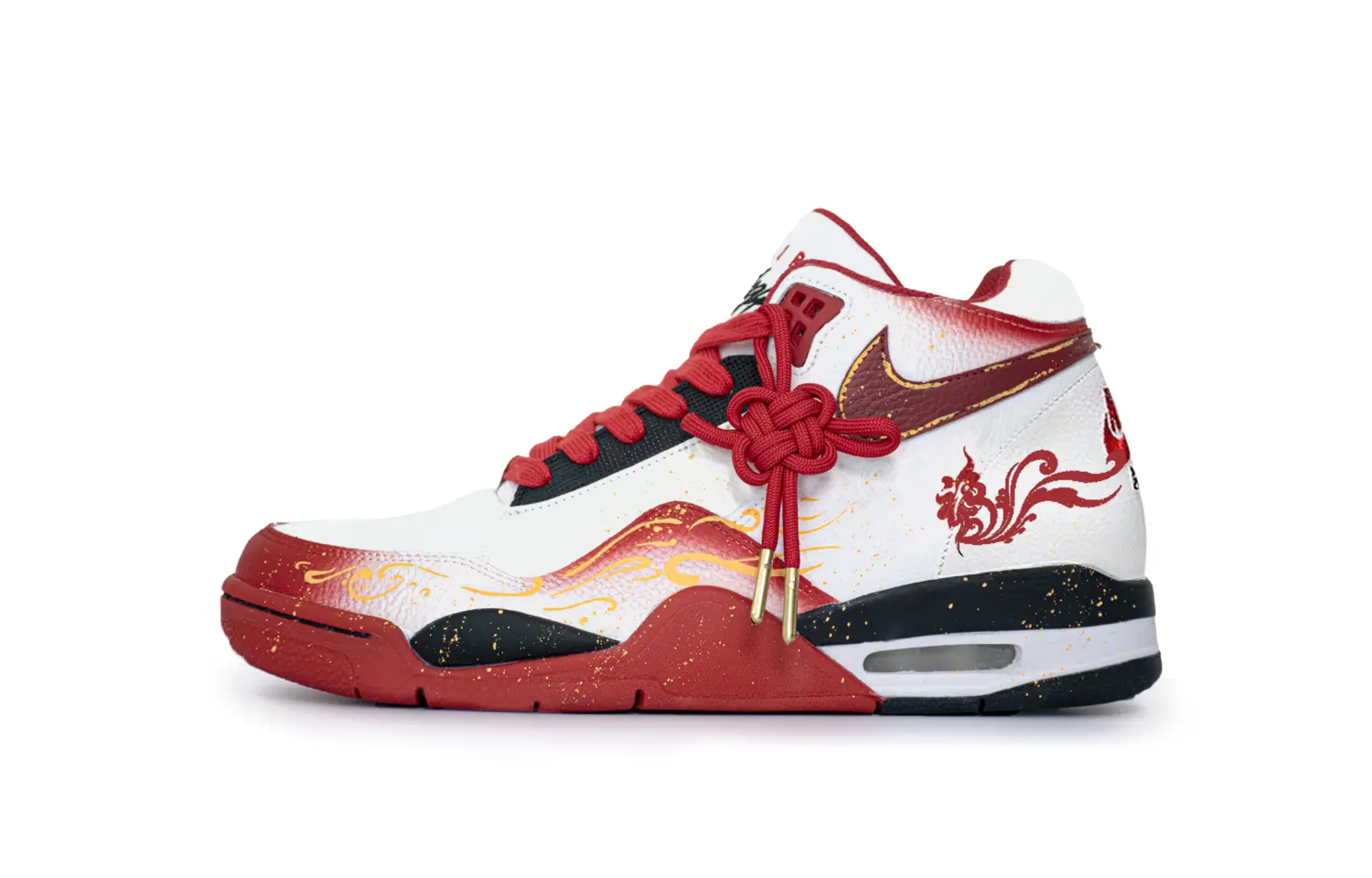 

Nike Flight Legacy Golden Horse Brings Fortune Mid Top Vintage Basketball Shoes Unisex красный белый