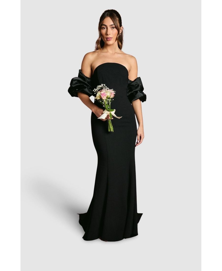

Женское длинное платье с пышными рукавами и открытыми плечами в стиле рыбий хвост Coast, Black