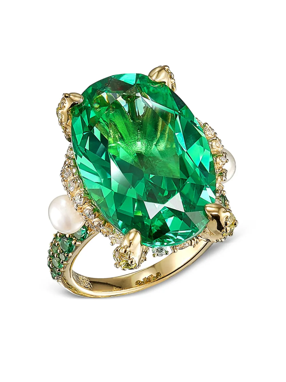 

Позолоченное кольцо Tourmaline Mermaid с камнями и жемчугом Anabela Chan, зеленый