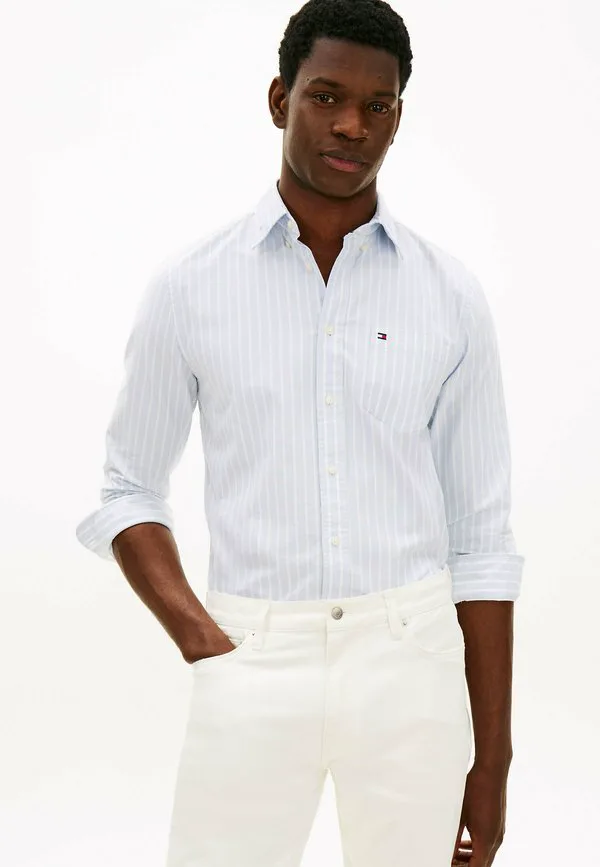 Рубашка оксфорд в широкую полоску, стандартного кроя. Tommy Hilfiger, Breezy Blue White
