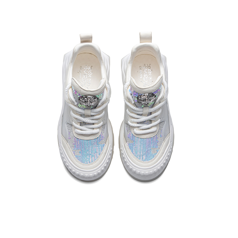 Ed Hardy ACC Амортизирующие противоскользящие износостойкие низкие массивные кроссовки унисекс Ivory White, цвет Ivory White — фото 4