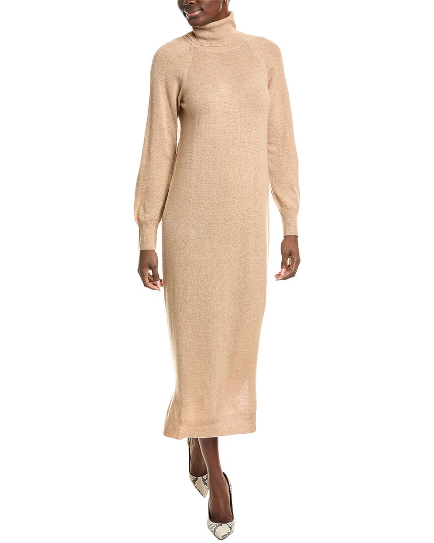 

Платье-стойка Brodie Cashmere Wool & Cashmere-Blend Luxe с воротником-стойкой, бежевый
