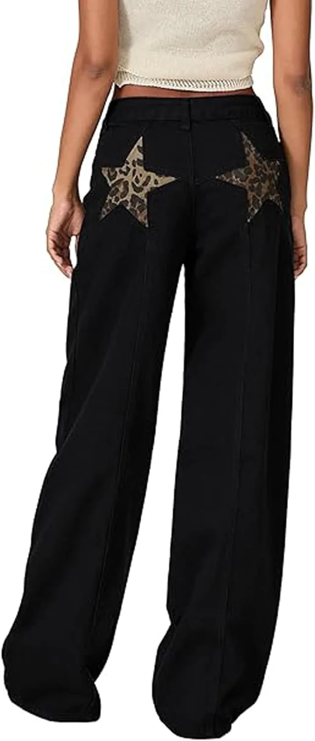 

Женские джинсы Y2K с низкой посадкой и звездным декором MBZJSDKHLK