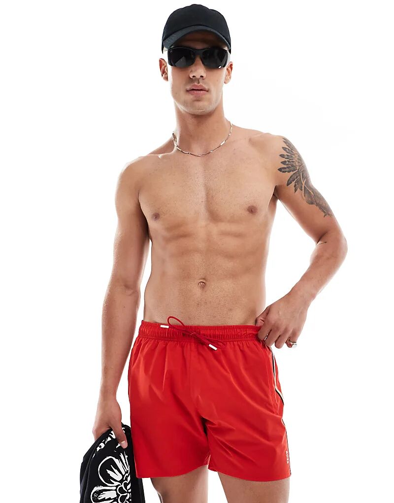 

BOSS Swimwear – Культовые шорты для плавания красного цвета BOSS Bodywear