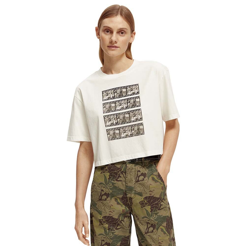 

Футболка Scotch & Soda Conversion Vondelpark Photo Print Cropped, белый