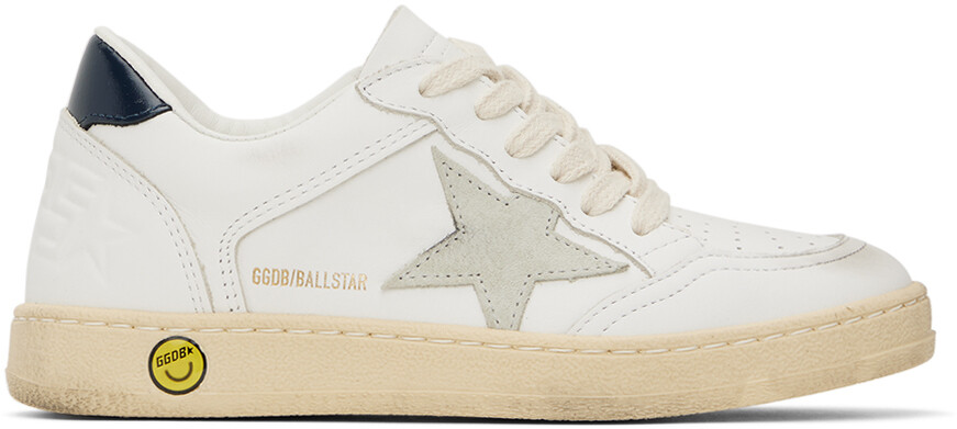 

Детские белые кожаные блестящие кроссовки Ballstar со звездами Golden Goose
