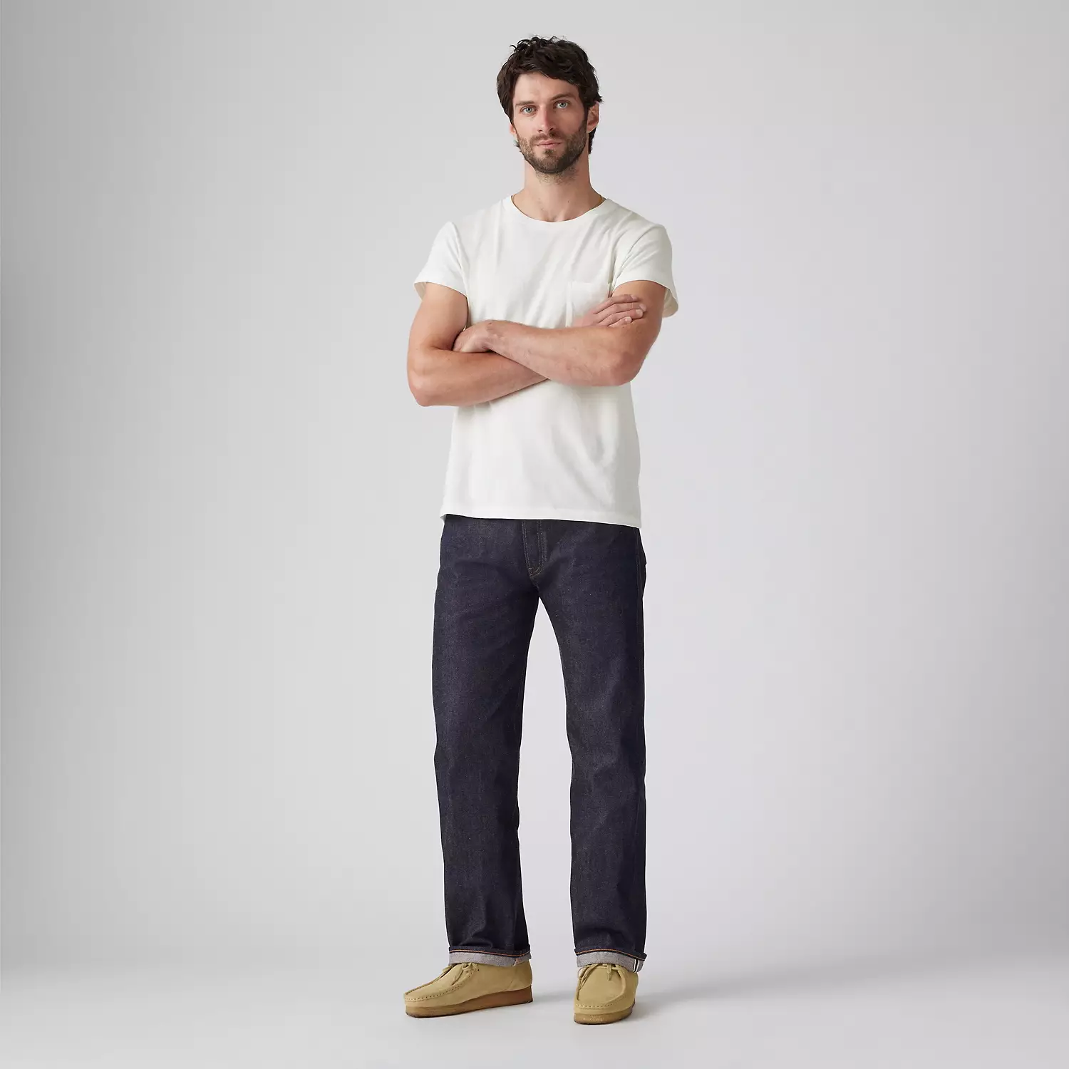 

1955 501 мужские джинсы оригинального кроя с кромкой Levi's, цвет Dark Indigo Organic Selvedge - Dark Wash - Non Stretch