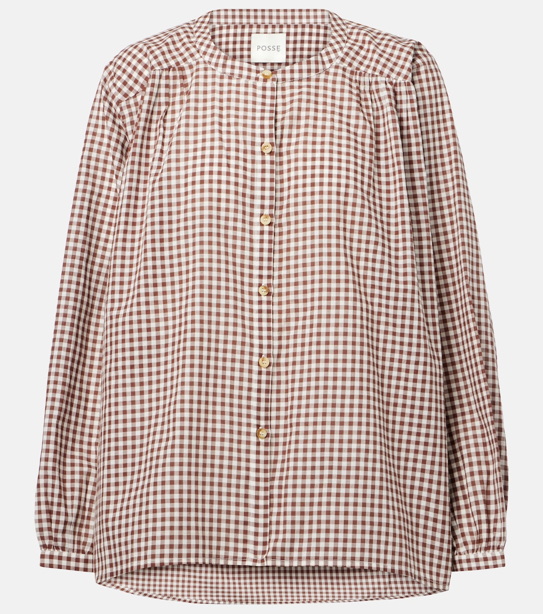

Рубашка Mira в клетку из хлопка Posse, Petite Mocha Gingham