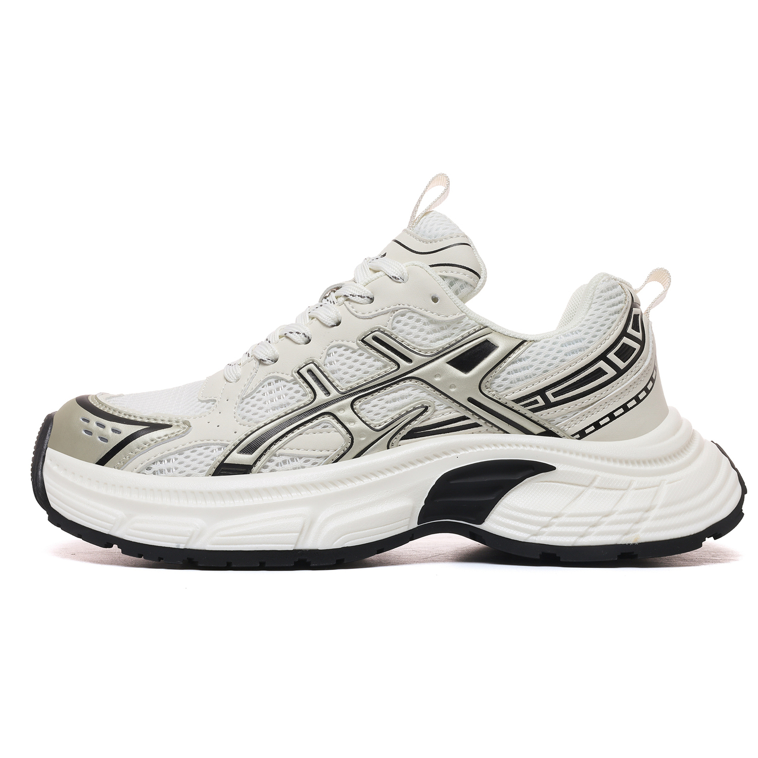 

CEDAR HAN Скользоустойчивые дышащие легкие массивные низкие кроссовки мужские черные бежевые, цвет Black Beige