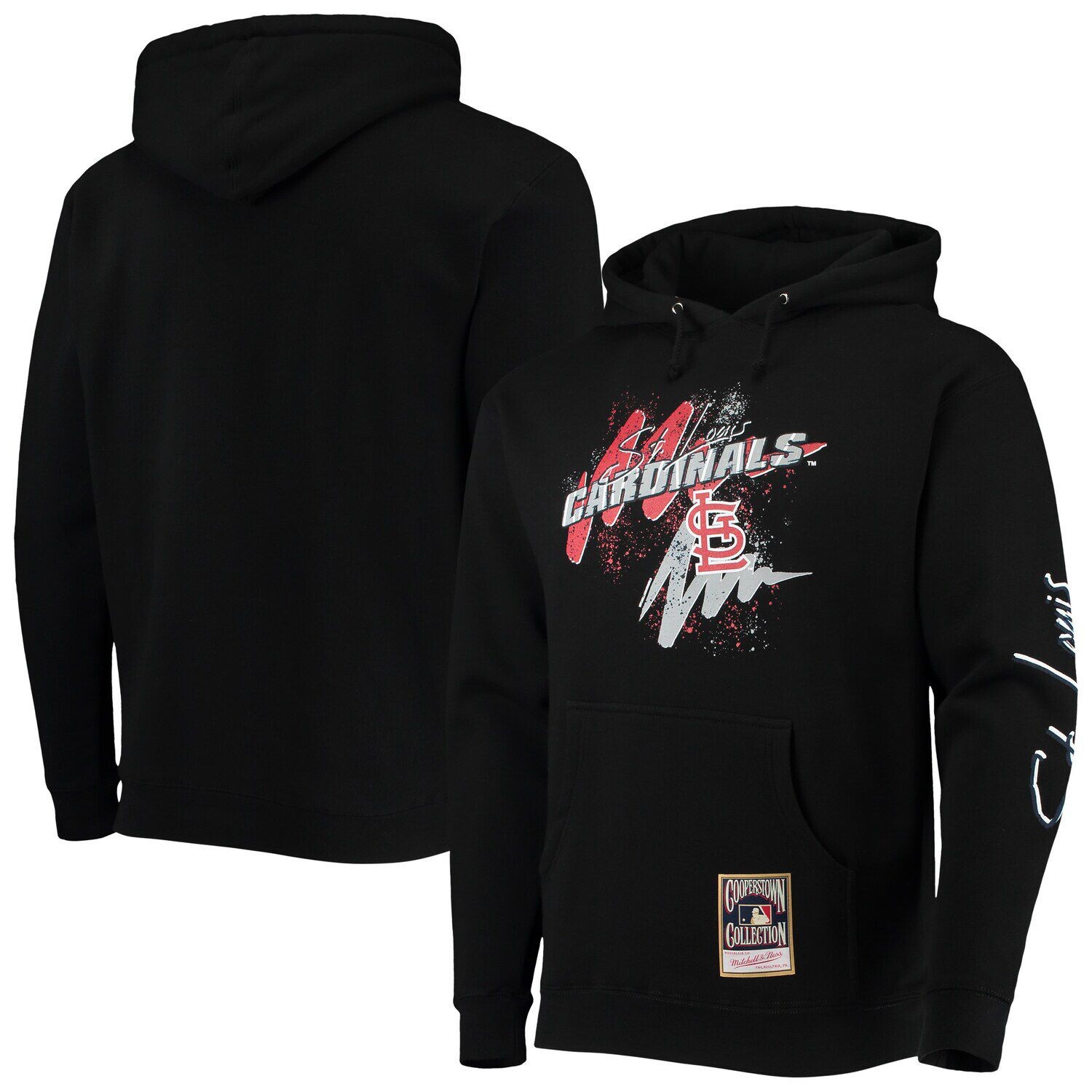 

Мужской черный пуловер с капюшоном Mitchell & Ness St. Louis Cardinals Hyper Hoops