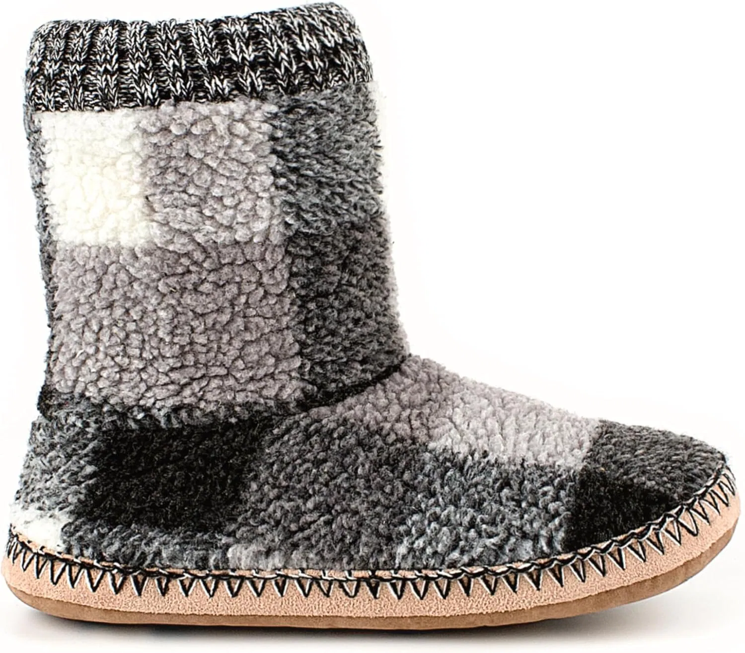 Тапочки мужские теплые пушистые Cozylook, серый/белая клетка