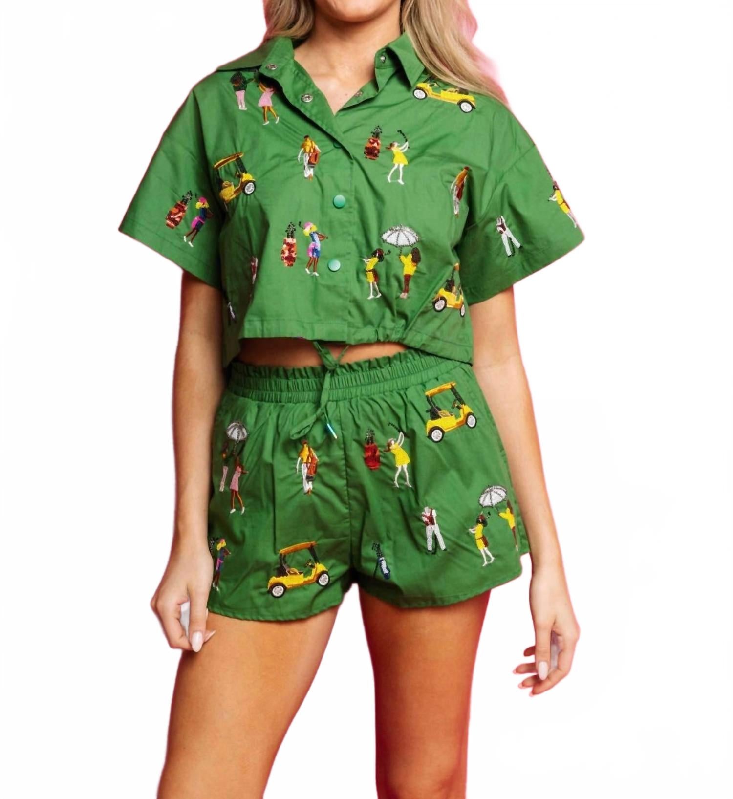 

Хлопковый топ с воротником для девочек-гольфистов, зеленый QUEEN OF SPARKLES