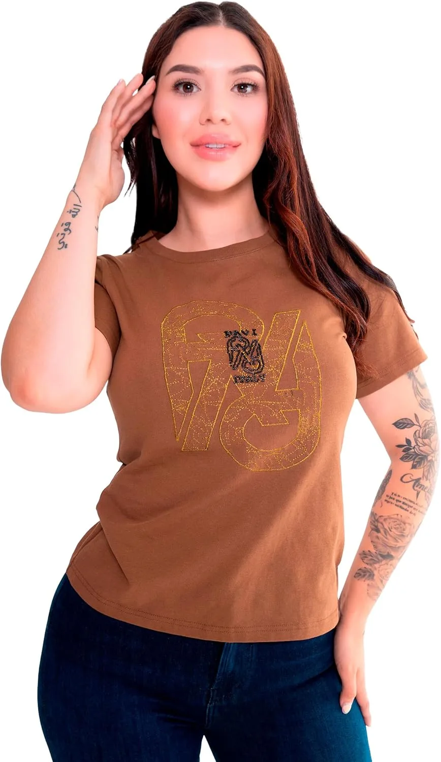 

PAVI ITALY Женская Футболка Коричневая 100% Хлопок