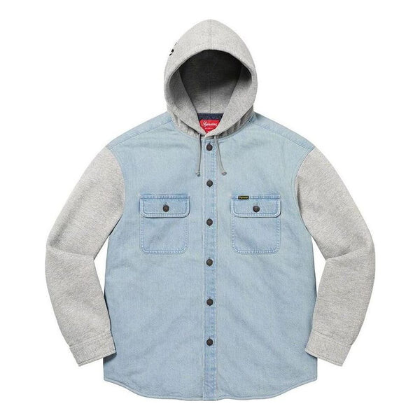 

Рубашка fleece hooded denim shirt 'teal grey' Supreme, мультиколор