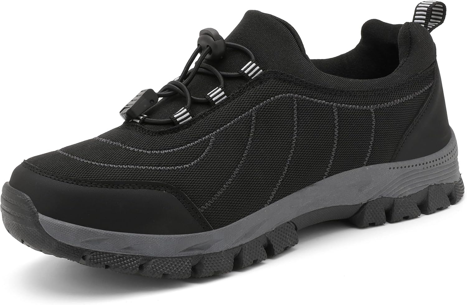 

Мужские походные кроссовки Легкие кроссовки для бега по тропам Нескользящие трекинговые кроссовки для ходьбы Спортивная обувь для путешествий, альпинизма, кемпинга и повседневного ношения Qacksv, черный