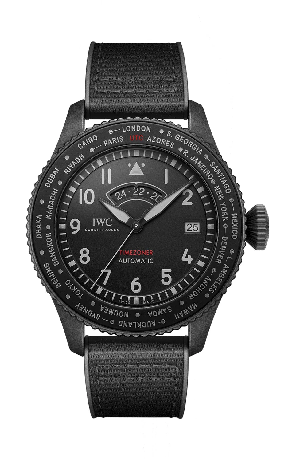 Пилотские часы Timezoner Top Gun Ceratanium - IW395505 IWC SCHAFFHAUSEN, черный