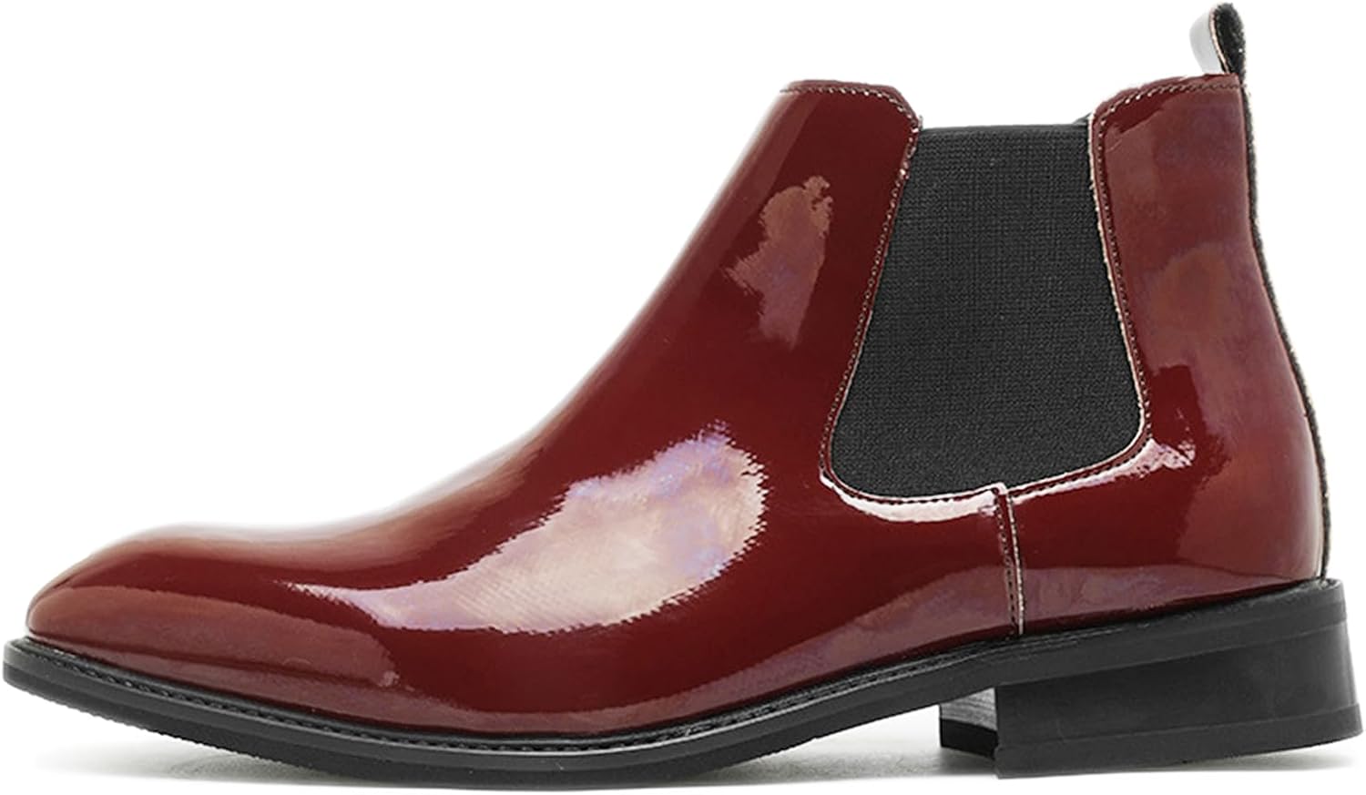 

Мужские ботинки Челси из лакированной кожи с низким устойчивым каблуком, ретро заостренный носок, удобные, с эластичной вставкой, без шнурков, водонепроницаемые, для бизнеса, свадеб, танцев, свиданий и работы Adkgbe, красный