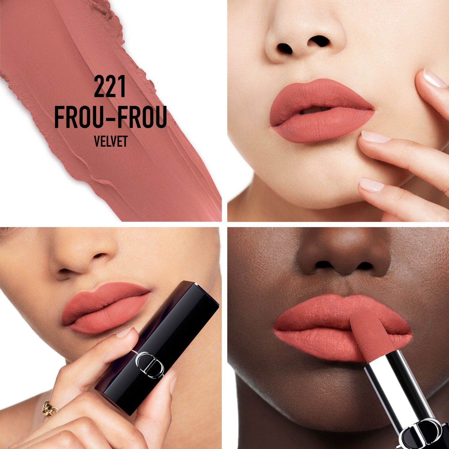 Помада для губ rouge dior velvet Dior, 221 - frou-frou, вес 3.5 гр. — фото 3