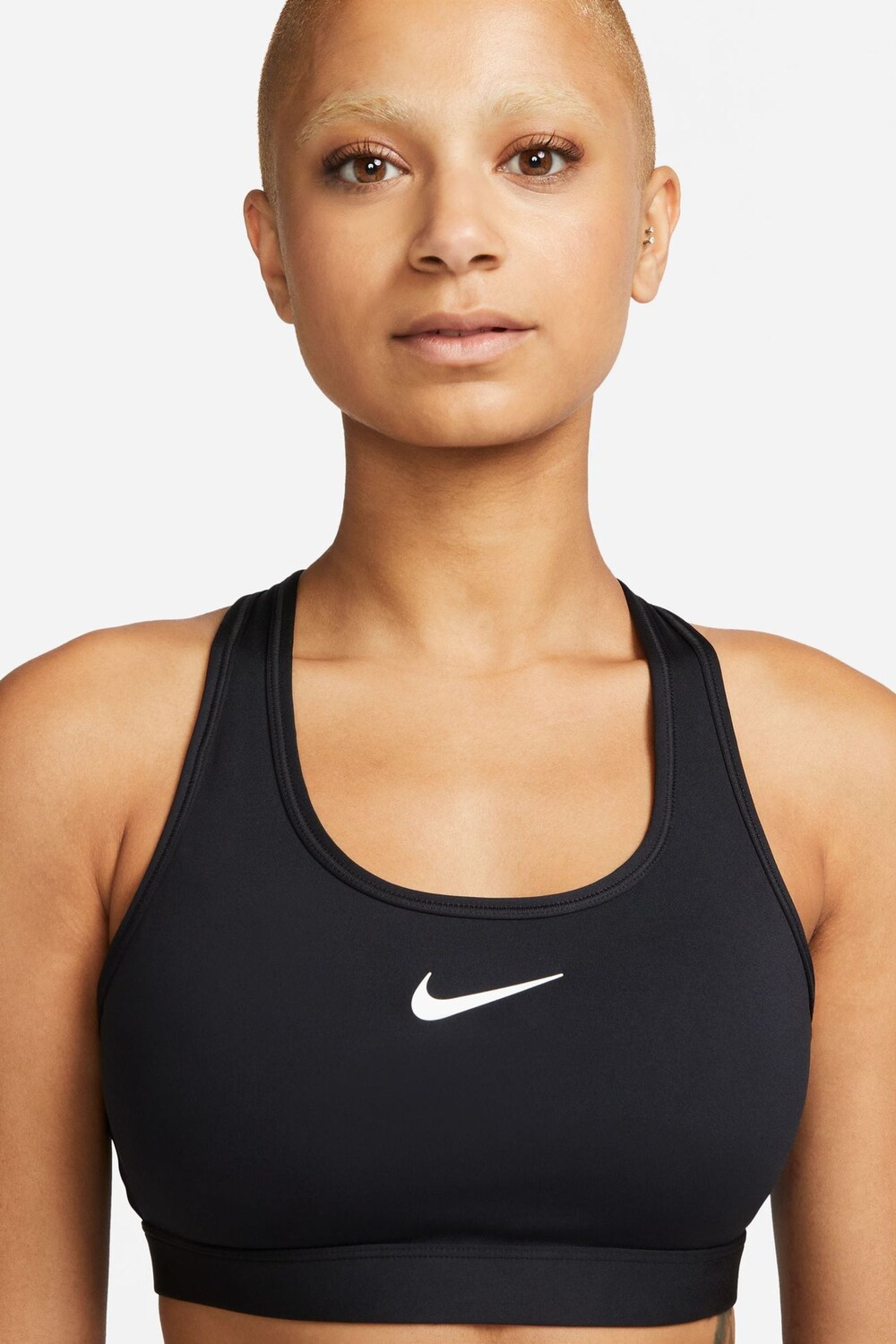 Спортивный бюстгальтер с галочкой средней поддержки Nike, черный — фото 3
