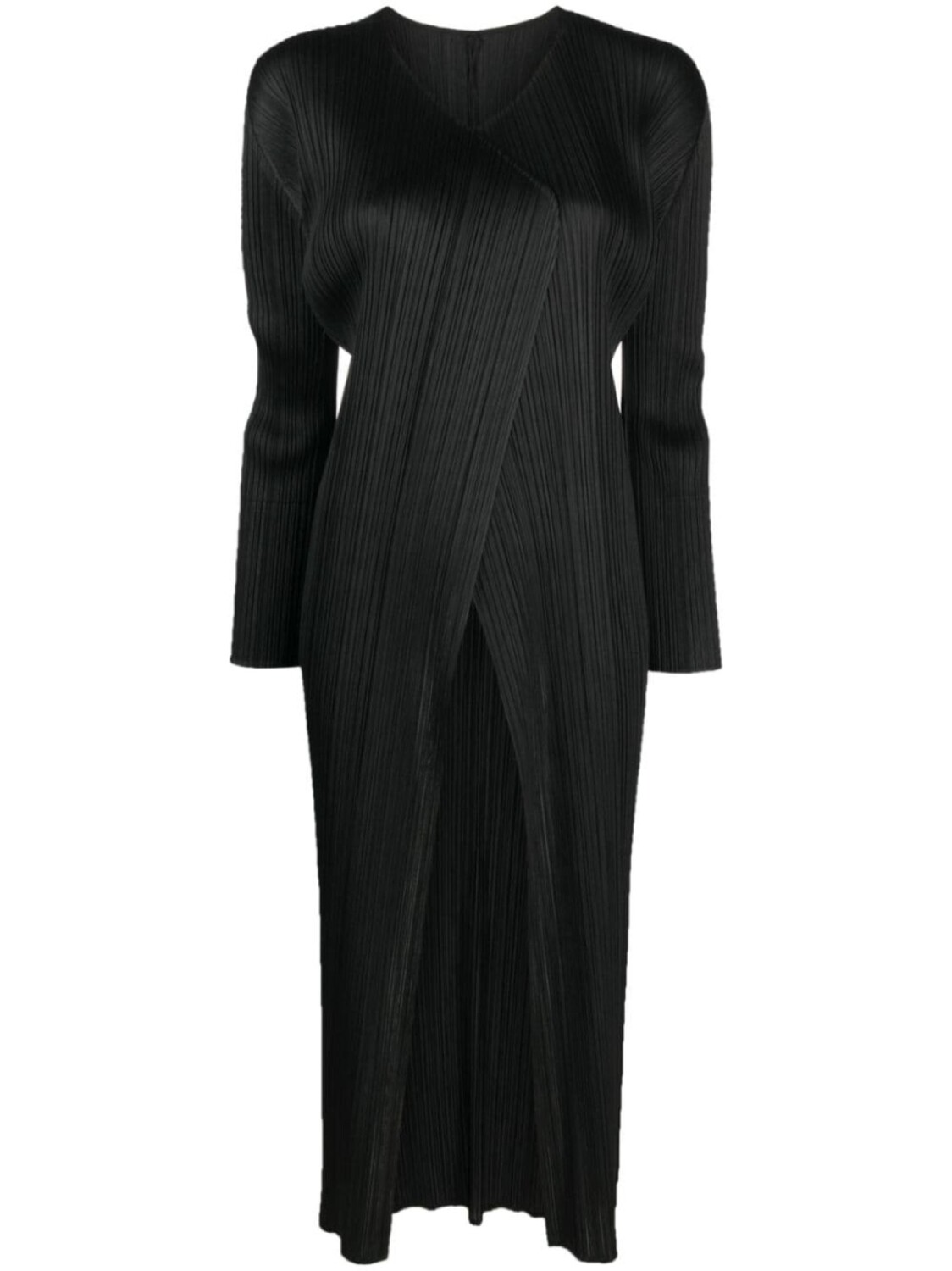 

Pleats Please Issey Miyake плиссированное однобортное пальто, черный