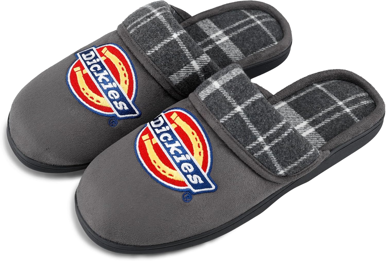 Мужские тапочки Dickies с амортизирующей стелькой с эффектом памяти и вышитым логотипом - подошва для дома и улицы, серый — фото 4